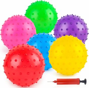 Bolas |   6 Pçs Bolas de Salto Bolas Texturizadas com Bomba 6 Polegadas Bolas Sensoriais Bolas de Massagem Espinhosas para Bebês e Crianças Pequenas Bolas Amarelo