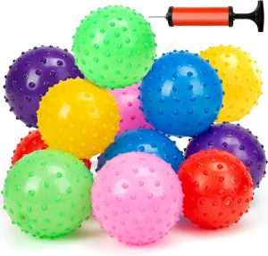 Bolas |   Bola de Rebate 12 Pçs Bolas Sensoriais Bolas de Festa com Nódulos Bolas de Massagem com Conjunto de Bomba de Ar 4,72″ Bolas Bolas