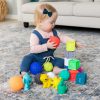 Bolas |   Bolas Sensoriais – Blocos e Amiguinhos – Brinquedos Texturizados, Macios e Coloridos. Inclui 8 Bolas, 8 Blocos Numerados e 4 Amiguinhos Animais. Idade: 0 Meses +. Conjunto de 20 Peças. Bolas Bolas