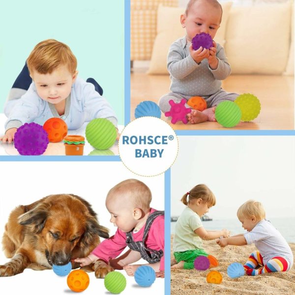 Bolas |   Conjunto de Brinquedos de Massagem Texturizados Multi-Sensoriais para Bebês – Bolas Macias Sem BPA para Crianças de 1 a 3 Anos – Brinquedos Montessori para Bebês de 6 a 12 Meses – Pacote com 6 Unidades Bolas Bolas