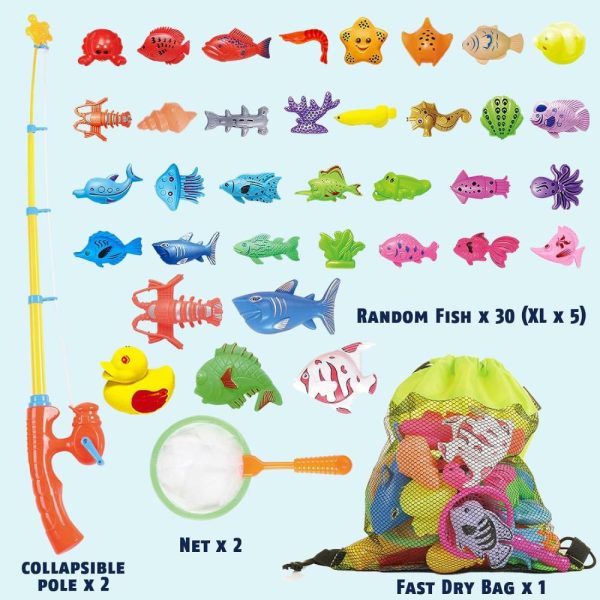 Brinquedos de Banho |   Brinquedo de Pesca Magnética para Crianças – Jogo de Mesa de Água para Banheira, Brinquedo de Festa Infantil com Vara, Rede e Peixes Flutuantes de Plástico, Animais Marinhos Coloridos, Presentes para Idades de 3 a 6 Anos Brinquedos de Banho Brinquedos de Banho