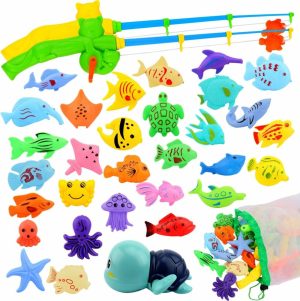 Brinquedos de Banho |   Brinquedo Magnético de Pesca para Piscina – Jogo de Mesa de Água para Banheira – Vara de Pesca Flutuante com Peixes – Presentes de Aniversário para Crianças de 3 a 6 Anos – Brinquedos ao Ar Livre para Crianças Brinquedos de Banho Brinquedos de Banho