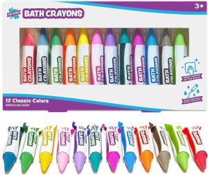 Brinquedos de Banho |   Crayons de Banho Suaves 12 Peças | Crayons de Banho Não Tóxicos e Laváveis para Crianças e Bebês | Fórmula Exclusiva que Desenha Suavemente e Vivamente em Paredes de Banheira Secas e Molhadas | Crayons de Banho com Pegada Hexagonal Brinquedos de Banho Azul