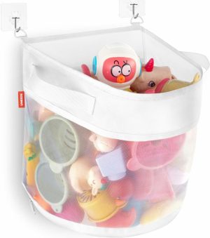 Brinquedos de Banho |   Organizador de Brinquedos de Banho, Organizador de Armazenamento de Brinquedos para Banheira de 2 Galões, Suporte de Brinquedos de Banho de Acesso Rápido para Banheira, Organizador e Armazenamento para Bebês, Armazenamento de Brinquedos de Banho para Bebês de Secagem Rápida para Banheira, Caddy de Chuveiro em Malha Brinquedos de Banho Branco