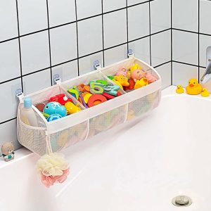 Brinquedos de Banho |   Organizador de Brinquedos para Banho Horizontal com 3 Compartimentos e Aberturas Grandes – Capacidade Aprimorada para Armazenamento e Suporte de Brinquedos de Banho. Suporte para Brinquedos de Banheira para Acesso Fácil e Organização de Brinquedos. Brinquedos de Banho Brinquedos de Banho