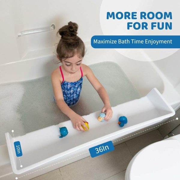 Brinquedos de Banho |   Protetor de Splash para Banheira – Prateleira de Brinquedos – Suporte de Armazenamento – Ventosas que se Fixam na Banheira – Sem Bagunça de Água no Banheiro – Diversão para Bebês e Crianças (Branco) Brinquedos de Banho Branco