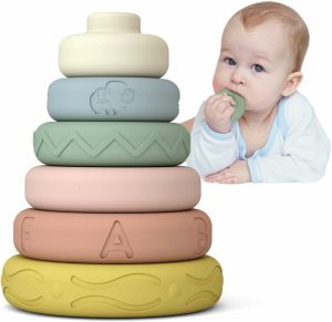 Brinquedos de Classificação e Empilhamento |   6 Peças de Brinquedos Empilháveis e Aninháveis para Bebês – Blocos Macios de Empilhar, Anel Empilhador, Brinquedos Sensoriais para Bebês com Letras, Animais e Formas – Brinquedos de Aprendizagem Precoce para Bebês, Crianças e Toddlers a Partir de 6 Meses Brinquedos de Classificação e Empilhamento 1-original