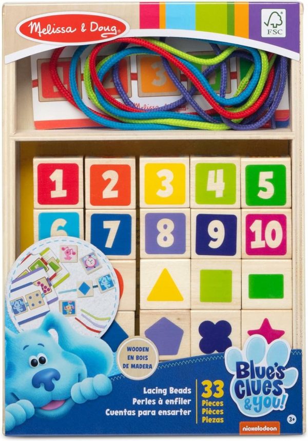 Brinquedos de Classificação e Empilhamento |   Blue’s Clues & You! Contas de Madeira para Passar Fio – 25 Contas 4 Cordas – Certificado FSC Brinquedos de Classificação e Empilhamento Brinquedos de Classificação e Empilhamento