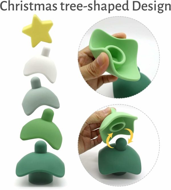 Brinquedos de Classificação e Empilhamento |   Brinquedo de Empilhar e Aninhar – Brinquedos de Natal para Bebês, Blocos de Silicone, Anéis de Construção Macios, Empilhador e Mordedores, Brinquedos Sensoriais Montessori para Crianças e Bebês, Presente de Natal, Decoração de Mesa (Árvore de Natal) Brinquedos de Classificação e Empilhamento Árvore de Natal