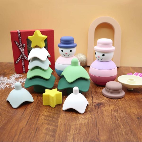 Brinquedos de Classificação e Empilhamento |   Brinquedo de Empilhar e Aninhar – Brinquedos de Natal para Bebês, Blocos de Silicone, Anéis de Construção Macios, Empilhador e Mordedores, Brinquedos Sensoriais Montessori para Crianças e Bebês, Presente de Natal, Decoração de Mesa (Árvore de Natal) Brinquedos de Classificação e Empilhamento Árvore de Natal