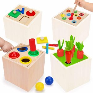 Brinquedos de Classificação e Empilhamento |   Brinquedo Montessori 4 em 1 – Classificador de Formas em Blocos de Madeira para Crianças de 1 a 3 Anos, Jogo de Colheita de Cenouras e Captura de Insetos, Desenvolvimento Precoce de Habilidades Motoras Finas para Meninos e Meninas, Presentes de Aniversário para 7, 9, 12 e 18 Anos, Presentes de Páscoa. Brinquedos de Classificação e Empilhamento Brinquedos de Classificação e Empilhamento