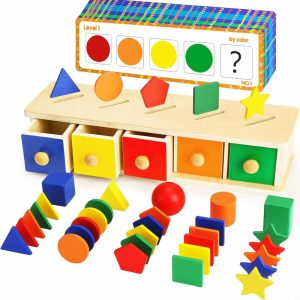 Brinquedos de Classificação e Empilhamento |   Brinquedos Montessori de Madeira – Classificador de Cores e Formas para Crianças de 1 a 3 Anos, Caixa de Correspondência, Blocos de Classificação, Manipulativos, Atividades de Aprendizagem Pré-Escolar, Brinquedos Educativos para Meninos e Meninas de 1, 2, 3 e 4 Anos – Presentes para Crianças. Brinquedos de Classificação e Empilhamento Brinquedos de Classificação e Empilhamento