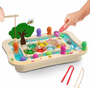 Brinquedos de Classificação e Empilhamento |   Brinquedos Montessori de Madeira para Crianças de 2 a 4 Anos – Brinquedos Educativos de Aprendizagem – Jogo de Pesca Magnético – Brinquedo de Classificação de Cores de Abelha – Brinquedos para Habilidades Motoras Finas – Presentes para Meninos e Meninas de 2 a 4 Anos Brinquedos de Classificação e Empilhamento Brinquedos de Classificação e Empilhamento