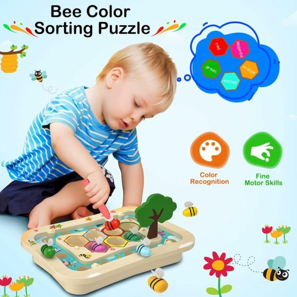 Brinquedos de Classificação e Empilhamento |   Brinquedos Montessori de Madeira para Crianças de 2 a 4 Anos – Brinquedos Educativos de Aprendizagem – Jogo de Pesca Magnético – Brinquedo de Classificação de Cores de Abelha – Brinquedos para Habilidades Motoras Finas – Presentes para Meninos e Meninas de 2 a 4 Anos Brinquedos de Classificação e Empilhamento Brinquedos de Classificação e Empilhamento