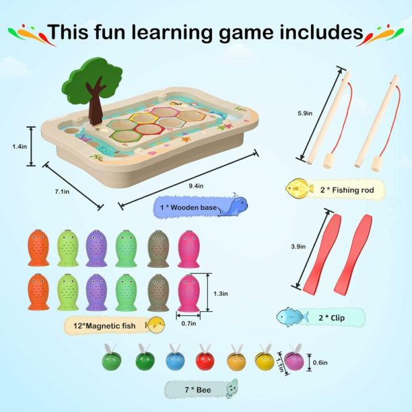 Brinquedos de Classificação e Empilhamento |   Brinquedos Montessori de Madeira para Crianças de 2 a 4 Anos – Brinquedos Educativos de Aprendizagem – Jogo de Pesca Magnético – Brinquedo de Classificação de Cores de Abelha – Brinquedos para Habilidades Motoras Finas – Presentes para Meninos e Meninas de 2 a 4 Anos Brinquedos de Classificação e Empilhamento Brinquedos de Classificação e Empilhamento