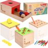 Brinquedos de Classificação e Empilhamento |   Kit de Brincadeira 4-em-1 Inclui Caixa de Permanência de Objetos, Jogo de Colheita de Cenouras com Moedas Montessori, Jogo de Queda de Cores com Palitos – Brinquedos para Bebês de 6 a 12 Meses, 1 Ano, 2 Anos e 3 Anos. Brinquedos de Classificação e Empilhamento Brinquedos de Classificação e Empilhamento