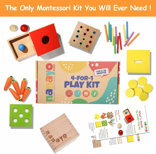 Brinquedos de Classificação e Empilhamento |   Kit de Brincadeira 4-em-1 Inclui Caixa de Permanência de Objetos, Jogo de Colheita de Cenouras com Moedas Montessori, Jogo de Queda de Cores com Palitos – Brinquedos para Bebês de 6 a 12 Meses, 1 Ano, 2 Anos e 3 Anos. Brinquedos de Classificação e Empilhamento Brinquedos de Classificação e Empilhamento