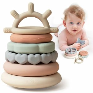 Brinquedos de Classificação e Empilhamento |   Pilhas de Círculos – Brinquedo de Dentição Macio | Brinquedo Educativo para Bebês | Brinquedos de Anéis Empilháveis para Meninos e Meninas | Conjunto de 7 Peças de Mordedores Brinquedos de Classificação e Empilhamento Brinquedos de Classificação e Empilhamento