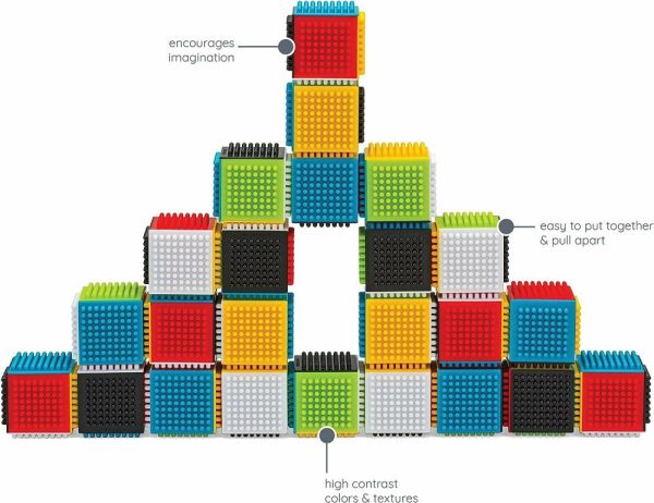 Brinquedos de Classificação e Empilhamento |   Pressione e Mantenha Blocos Sensoriais para Bebês Idade a Partir de 6 Meses – Conjunto de 24 Peças Multicolorido Brinquedos de Classificação e Empilhamento Brinquedos de Classificação e Empilhamento