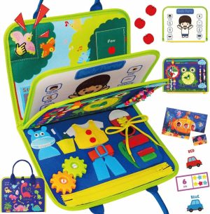 Brinquedos de Classificação e Empilhamento |   Quadro Atividades para Crianças de 1 a 4 Anos – Brinquedo Sensorial Educativo Montessori – Livro Silencioso para Viagens – Avião e Carro – Presentes para Meninos e Meninas – Atividades de Aprendizagem para Pré-escola – Habilidades Motoras Finas (Azul) Brinquedos de Classificação e Empilhamento Azul