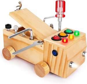 Brinquedos de Classificação e Empilhamento |   Tabuleiro Ativo para Bebês, Conjunto de Tabuleiro com Chave de Fenda Montessori para Crianças, Brinquedos Montessori com Luz LED, Brinquedos Sensoriais de Madeira para Meninos e Meninas de 1 a 6 Anos, Presente de Natal e Aniversário Brinquedos de Classificação e Empilhamento Brinquedos de Classificação e Empilhamento