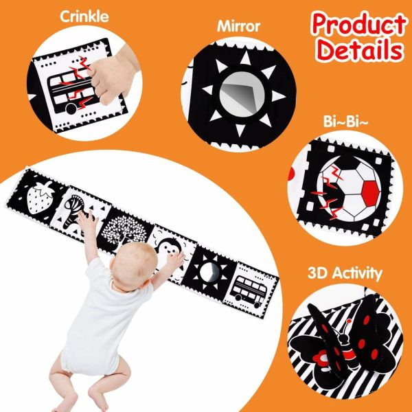 Brinquedos de Desenvolvimento e Atividade para Bebês |   Brinquedos para Bebês em Preto e Branco de Alto Contraste 0-6 6-12 Meses Livro Macio para Recém-Nascidos Desenvolvimento Cerebral Brinquedos para Hora de Barriga Brinquedos Sensoriais de Crinkle para Bebês 0-3 3-6 Meses Atividades de Aprendizagem Montessori para Bebês Brinquedos de Desenvolvimento e Atividade para Bebês Brinquedos de Desenvolvimento e Atividade para Bebês