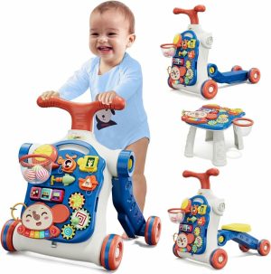 Brinquedos de empurrar e puxar |   Andador 5 em 1 para Bebê Menino – Centro de Atividades para Aprender a Andar – Sentar e Ficar em Pé – Brinquedos de Empurrar para Aprendizado Precoce para Bebês a Partir de 12 Meses – Brinquedos para Caminhar – Presente para Meninos Pequenos – Azul Brinquedos de empurrar e puxar Brinquedos de empurrar e puxar