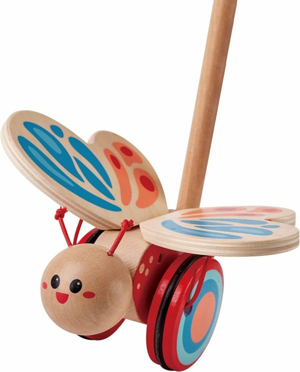 Brinquedos de empurrar e puxar |   Brinquedo de Empurrar e Puxar em Madeira com Borboleta – Vencedor de Prêmios – Dimensões: L: 16 cm, W: 14,7 cm, H: 56,4 cm – Vermelho Brinquedos de empurrar e puxar Brinquedos de empurrar e puxar