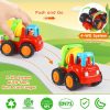 Brinquedos de empurrar e puxar |   Brinquedo de Inércia – Brinquedo Educativo para Bebês e Crianças – Carros com Fricção, Carros de Empurrar e Ir, Trator, Escavadeira, Caminhão Basculante, Misturador de Cimento – Veículos de Engenharia para Meninos e Meninas – Presente para Crianças – 4 Peças Brinquedos de empurrar e puxar Brinquedos de empurrar e puxar