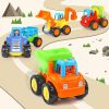 Brinquedos de empurrar e puxar |   Brinquedo de Inércia – Brinquedo Educativo para Bebês e Crianças – Carros com Fricção, Carros de Empurrar e Ir, Trator, Escavadeira, Caminhão Basculante, Misturador de Cimento – Veículos de Engenharia para Meninos e Meninas – Presente para Crianças – 4 Peças Brinquedos de empurrar e puxar Brinquedos de empurrar e puxar