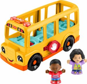 Brinquedos de empurrar e puxar |   Brinquedo Escolar de Ônibus Musical para Crianças Pequenas – Veículo de Empurrar com 2 Figuras para Brincadeiras de Faz de Conta a Partir de 1 Ano Brinquedos de empurrar e puxar Brinquedos de empurrar e puxar