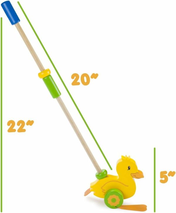 Brinquedos de empurrar e puxar |   Maravilhas de Madeira Pato Waddling Empurre-Puxe com Pés de Borracha Por Brinquedos de empurrar e puxar Brinquedos de empurrar e puxar