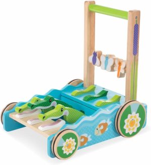 Brinquedos de empurrar e puxar |   Primeiro Brinque Chomp e Clack Crocodilo Brinquedo de Empurrar de Madeira e Andador de Atividades – Brinquedo de Andar para Bebês em Desenvolvimento para Crianças de 1 Ano ou Mais – 1 Unidade Brinquedos de empurrar e puxar Brinquedos de empurrar e puxar