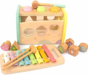 Brinquedos de Martelar e Bater |   Brinquedo Educativo de Martelar – Xilofone e Classificador de Formas – Presente de Aniversário para Meninos e Meninas de 1 a 3 Anos – Brinquedo de Aprendizagem Montessori para Bebês e Crianças em Desenvolvimento (Amarelo) Brinquedos de Martelar e Bater Amarelo