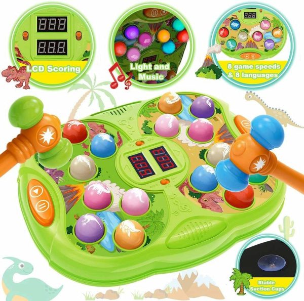 Brinquedos de Martelar e Bater |   Jogo de Bater no Molho – Brinquedo de Bater em Dinossauro para Crianças – Brinquedo Educativo Interativo com 2 Martelos – Som e Luz – Modo PK – Presente de Aniversário para Crianças de 3 a 8 Anos, Meninos e Meninas Brinquedos de Martelar e Bater Brinquedos de Martelar e Bater