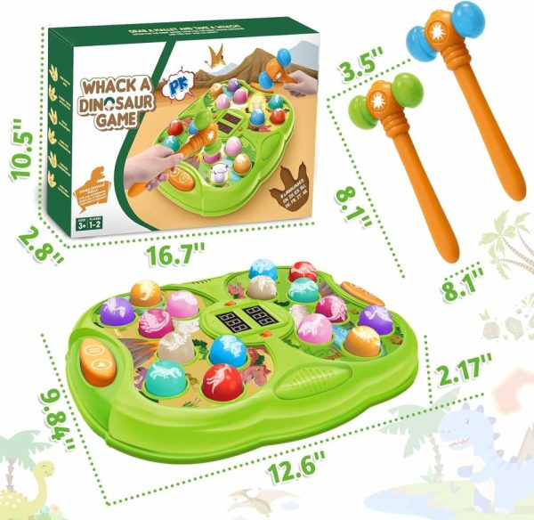 Brinquedos de Martelar e Bater |   Jogo de Bater no Molho – Brinquedo de Bater em Dinossauro para Crianças – Brinquedo Educativo Interativo com 2 Martelos – Som e Luz – Modo PK – Presente de Aniversário para Crianças de 3 a 8 Anos, Meninos e Meninas Brinquedos de Martelar e Bater Brinquedos de Martelar e Bater