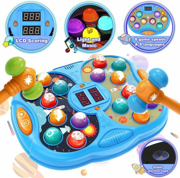 Brinquedos de Martelar e Bater |   Jogo Whack A Mole – Brinquedo Montessori para Crianças – Tema Espacial – Brinquedos de Aniversário para Idades de 3 a 6 Anos – Brinquedo Educativo STEM para Meninos e Meninas – Terapia Sensorial e de Fala para Autismo – 2 Martelos Inclusos Brinquedos de Martelar e Bater Brinquedos de Martelar e Bater