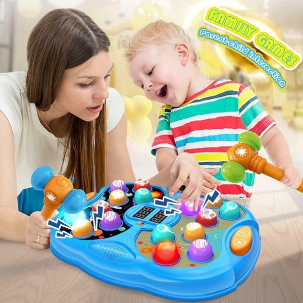 Brinquedos de Martelar e Bater |   Jogo Whack A Mole – Brinquedo Montessori para Crianças – Tema Espacial – Brinquedos de Aniversário para Idades de 3 a 6 Anos – Brinquedo Educativo STEM para Meninos e Meninas – Terapia Sensorial e de Fala para Autismo – 2 Martelos Inclusos Brinquedos de Martelar e Bater Brinquedos de Martelar e Bater