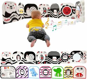 Brinquedos Eletrônicos de Desenvolvimento Precoce |   Brinquedos de Bebê Preto e Branco com Espelho – Livro de Atividades Sensorial de Alto Contraste para Recém-Nascidos – Brinquedo Musical Calmante para Bebês de 0 a 12 Meses – Desenvolvimento Cerebral e Atividades de Tempo de Barriga Brinquedos Eletrônicos de Desenvolvimento Precoce Brinquedos Eletrônicos de Desenvolvimento Precoce