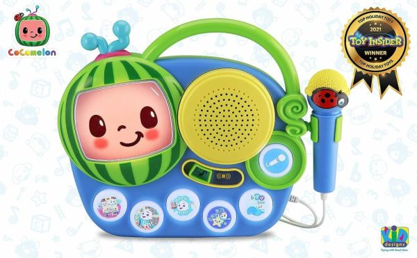 Brinquedos Musicais |   Brinquedo Auxiliar Cocomelon Boombox com Microfone para Crianças Pequenas – Música Integrada e Luzes Piscantes – Presentes para Fãs de Cocomelon Brinquedos Musicais Brinquedos Musicais