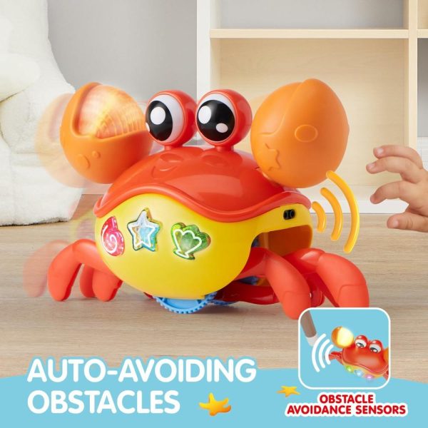 Brinquedos Musicais |   Brinquedo de Barriga de Caranguejo Rastejante  Brinquedos de Caranguejo Andante para Bebês  Brinquedo Interativo de Grande Caranguejo com Sensor Inteligente  Luzes e Botões  Caranguejo Dançante com Evitação Automática de Obstáculos  Presente para Crianças Pequenas Brinquedos Musicais Brinquedos Musicais