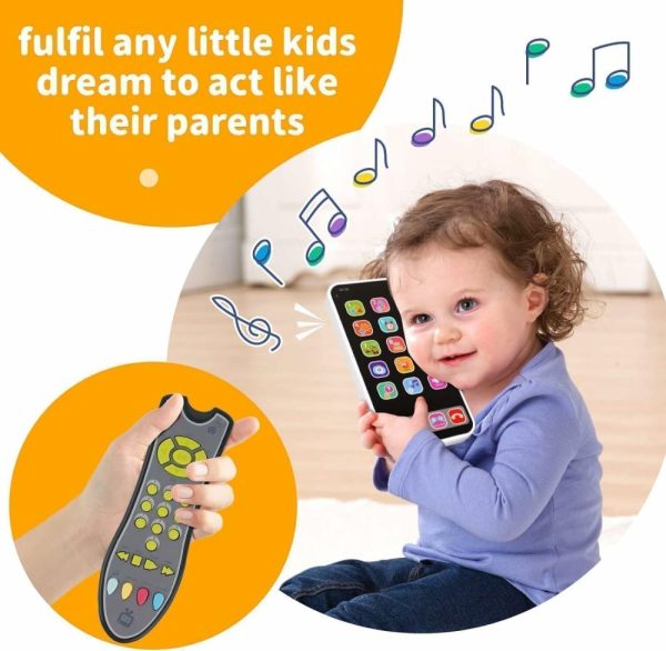 Brinquedos Musicais |   Brinquedo de Celular para Bebês e Brinquedo de Controle Remoto para TV – Conjunto de Brinquedos para Crianças de 1 a 3 Anos com Luz e Som – Telefone para Crianças com Educação Pré-Escolar e Brinquedo Musical para Meninos e Meninas – 3 Modos de Idioma: Inglês, Francês e Espanhol Brinquedos Musicais Brinquedos Musicais