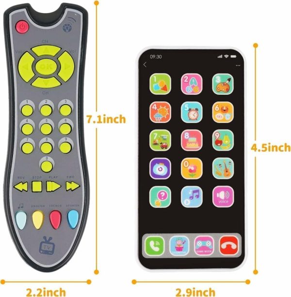 Brinquedos Musicais |   Brinquedo de Celular para Bebês e Brinquedo de Controle Remoto para TV – Conjunto de Brinquedos para Crianças de 1 a 3 Anos com Luz e Som – Telefone para Crianças com Educação Pré-Escolar e Brinquedo Musical para Meninos e Meninas – 3 Modos de Idioma: Inglês, Francês e Espanhol Brinquedos Musicais Brinquedos Musicais