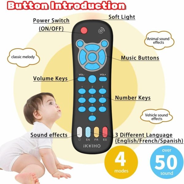 Brinquedos Musicais |   Brinquedo de Controle Remoto para Bebês de 1 Ano – Presentes para Meninos e Meninas – Brinquedo de Controle Remoto Realista para Crianças com Música e Luz – Brinquedo Educativo para Aprendizado Precoce – Controle Remoto para Bebês de 6 a 12 Meses e 12 a 18 Meses Brinquedos Musicais Botões Azuis