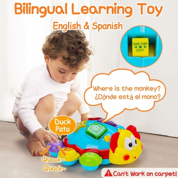 Brinquedos Musicais |   Brinquedo de Engatinhar para Bebês de 6 a 12 Meses – Brinquedo Bilingue em Espanhol e Inglês para Aprendizado de Bebês de 0 a 3-6-7-8-9-10-12-18 Meses – Brinquedo Educativo Musical com Luz para Meninos e Meninas de 1 Ano – Presente de Páscoa para Crianças – Brinquedo para Hora da Barriguinha. Brinquedos Musicais Brinquedos Musicais