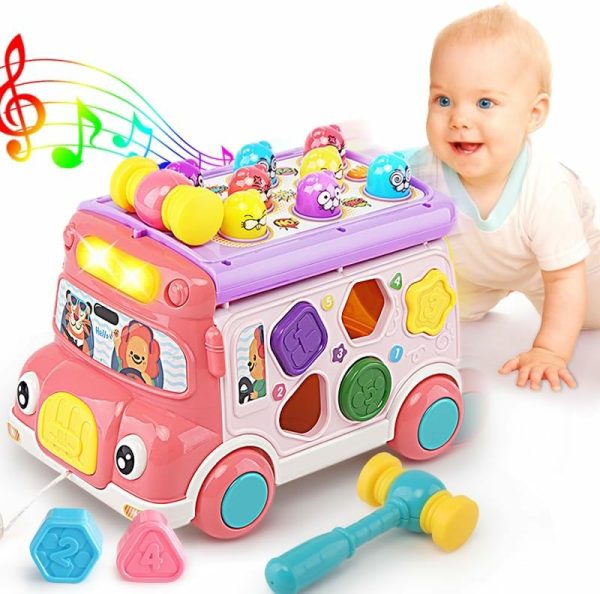 Brinquedos Musicais |   Brinquedo Educativo de Atividade Musical para Bebês – Carro de Aprendizado com Som e Luz – Jogo Interativo – Classificador de Formas – Combinação de Animais – Presente de Aniversário para Crianças de 3 a 7 Anos (Rosa) Brinquedos Musicais Brinquedos Musicais