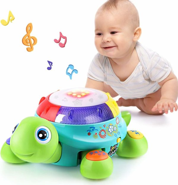 Brinquedos Musicais |   Brinquedo Musical de Tartaruga para Bebês – Brinquedos para Barriga de Bebê que Engatinham com Luz e Som – Aprendizado Bilingue em Espanhol e Inglês para Crianças – Presentes de Aniversário para Meninos e Meninas de 6 a 18 Meses e 1 Ano Brinquedos Musicais Brinquedos Musicais