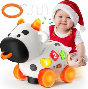 Brinquedos Musicais |   Brinquedo para Bebê de 6 a 12-18 Meses – Vaca Musical Bilíngue – Brinquedos Educativos para Meninas e Meninos a partir de 1 Ano – Brinquedos Infantis para Desenvolvimento de 6 a 10 Meses – Primeiro Natal – Presente de 1º Aniversário para Bebê de 1 Ano Brinquedos Musicais Brinquedos Musicais