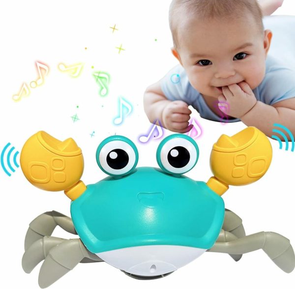 Brinquedos Musicais |   Brinquedos de Bebê Caranguejo Rastejante – Brinquedos para Hora da Barriguinha para Bebês de 3 a 12 Meses, Caranguejos Sensoriais Iluminados que Andam, Presentes Interativos de Natal, Páscoa e Aniversário para Meninos e Meninas de 6 a 12 e 12 a 18 Meses. Brinquedos Musicais Brinquedos Musicais