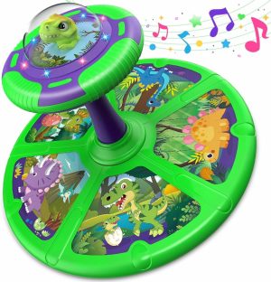 Brinquedos Musicais |   Brinquedos de Dinossauro para Sentar e Girar para Meninos de 1 a 3 Anos – Presente de Aniversário para Meninos de 2 a 4 Anos com Luzes LED e Música – Giro de 360° Brinquedos Musicais Brinquedos Musicais